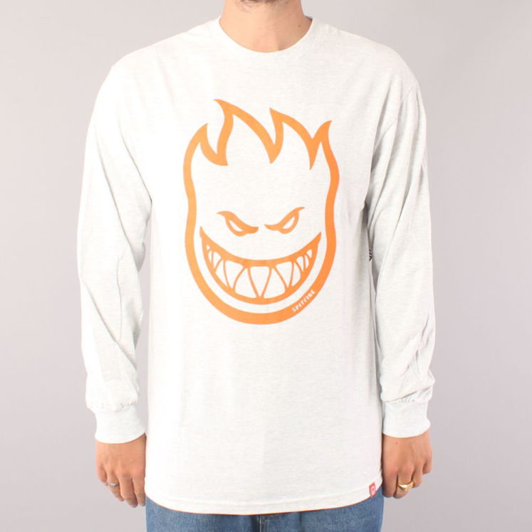 Spitfire Bighead LS T-shirt - Ash/Orange