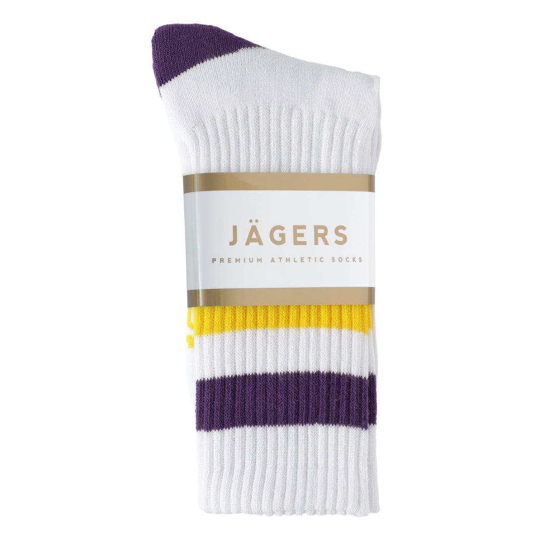 Jägers Stripe Socks - White/Purple/Yellow