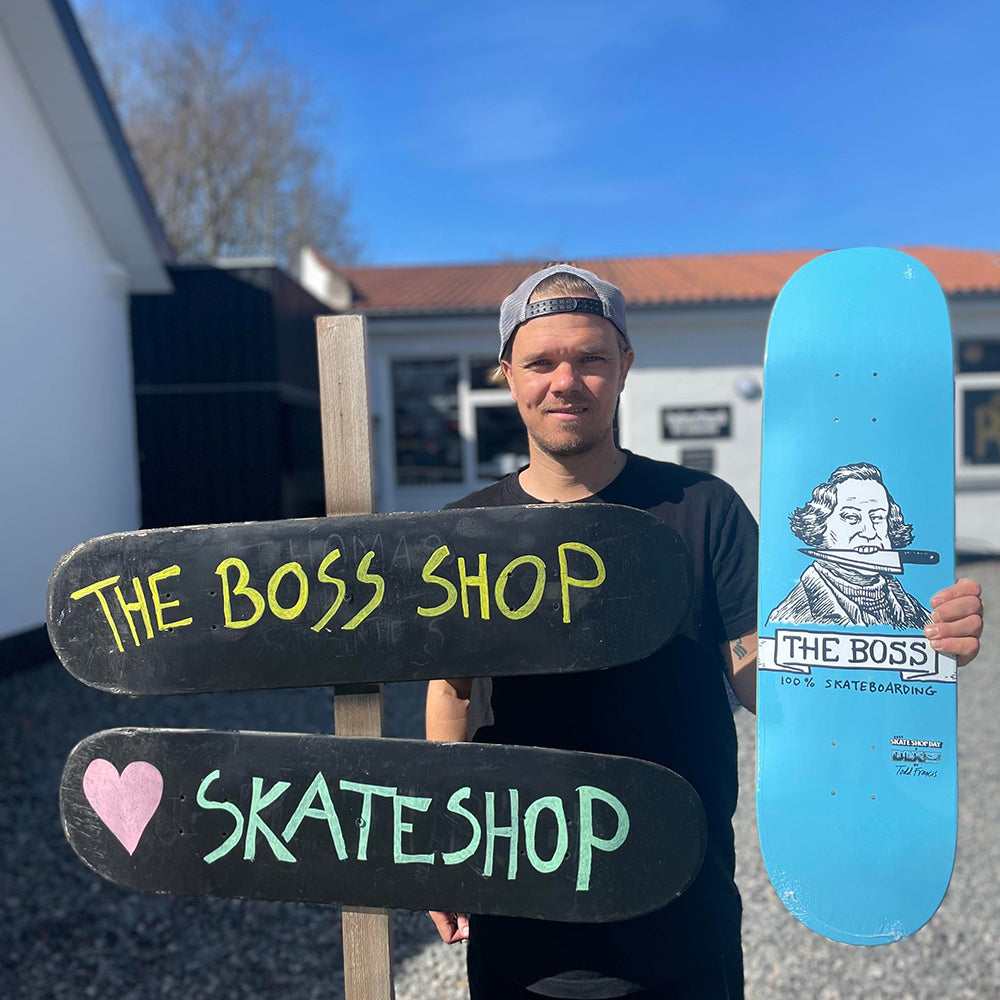 The Boss Shop x DLXSF x Todd Francis Sketchy Skateshop Deck - Light Blue
