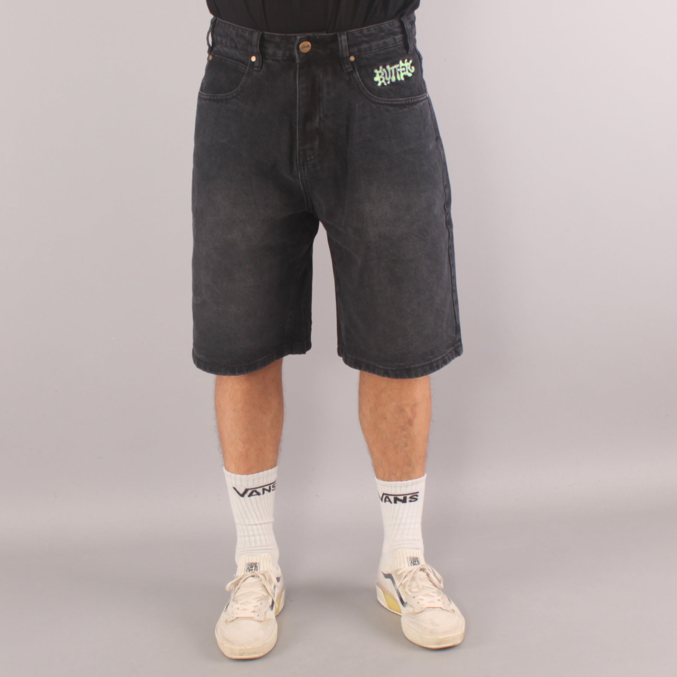 Butter Goods Ink Denim Shorts - Worn Black