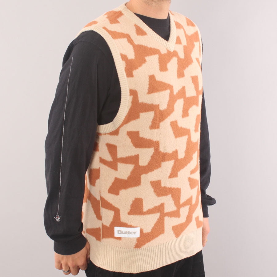 Butter Goods Mohair Knit Vest - Brown/Tan