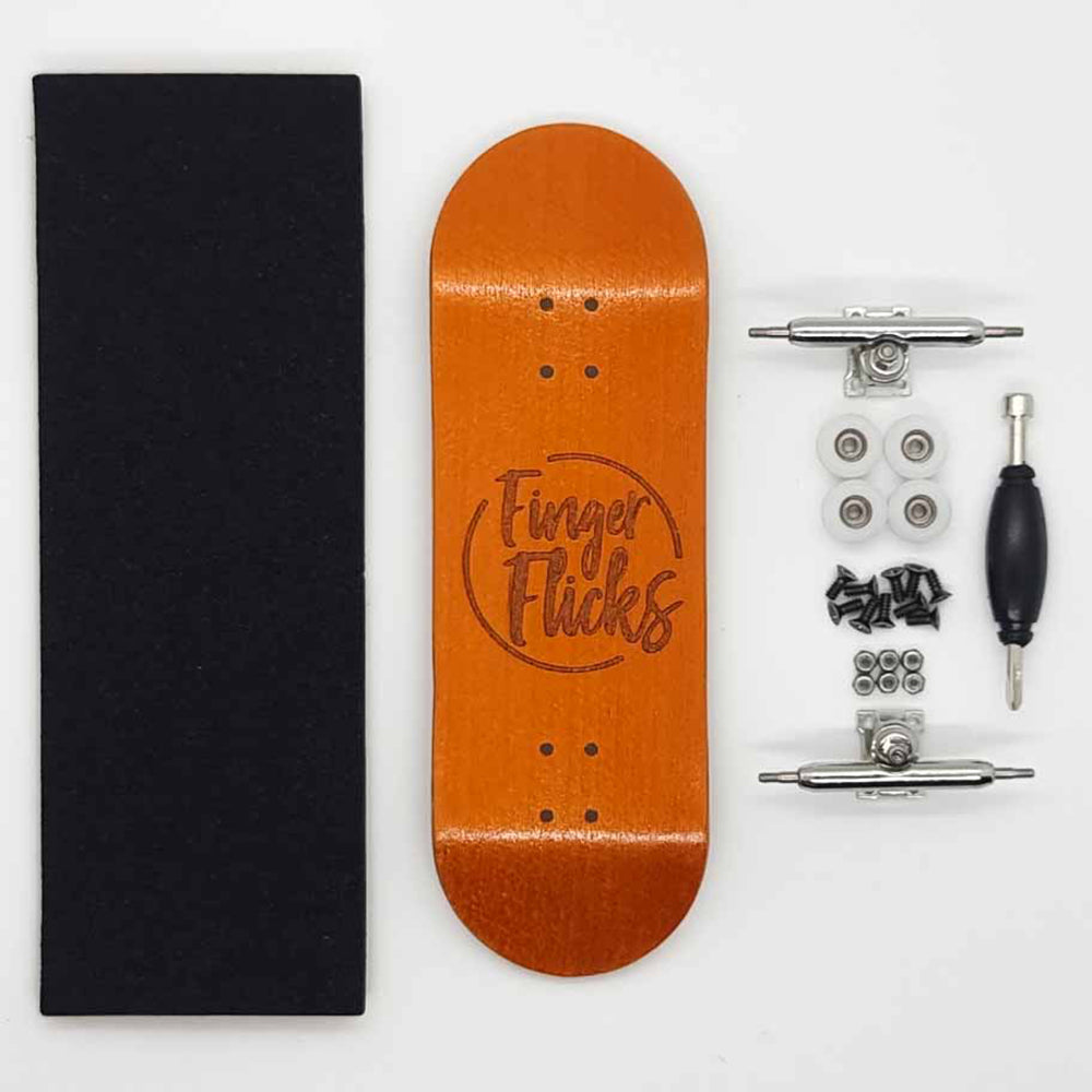 FingerFlicks Complete Fingerboard - Orange Wood