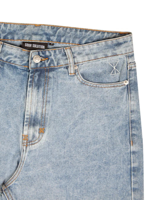 Sour Soloution Relaxed Baggy Jeans - Light Blue