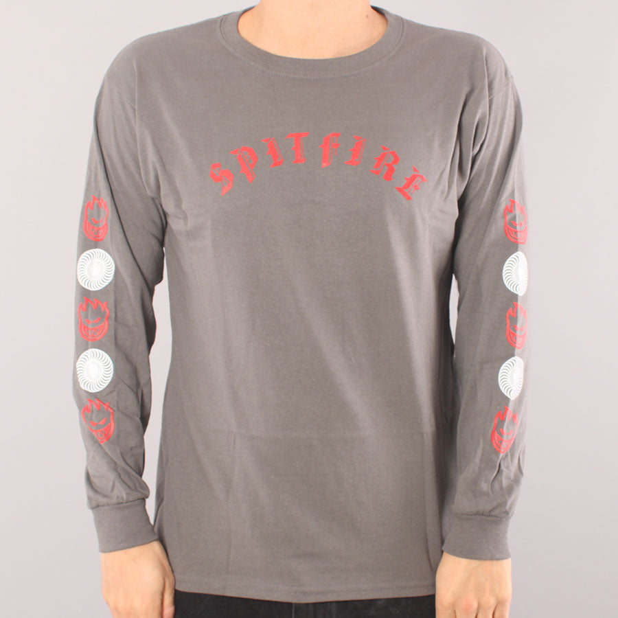 Spitfire Old E Combo Youth LS T-shirt - Charcoal Grey