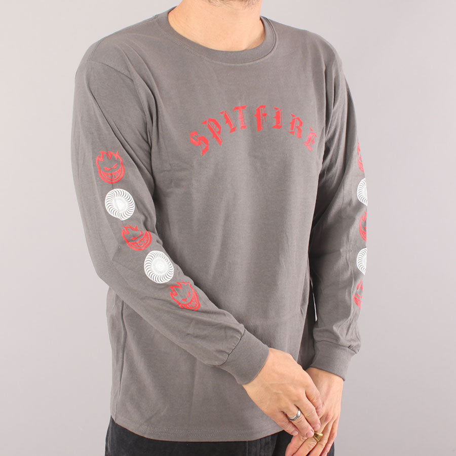 Spitfire Old E Combo Youth LS T-shirt - Charcoal Grey
