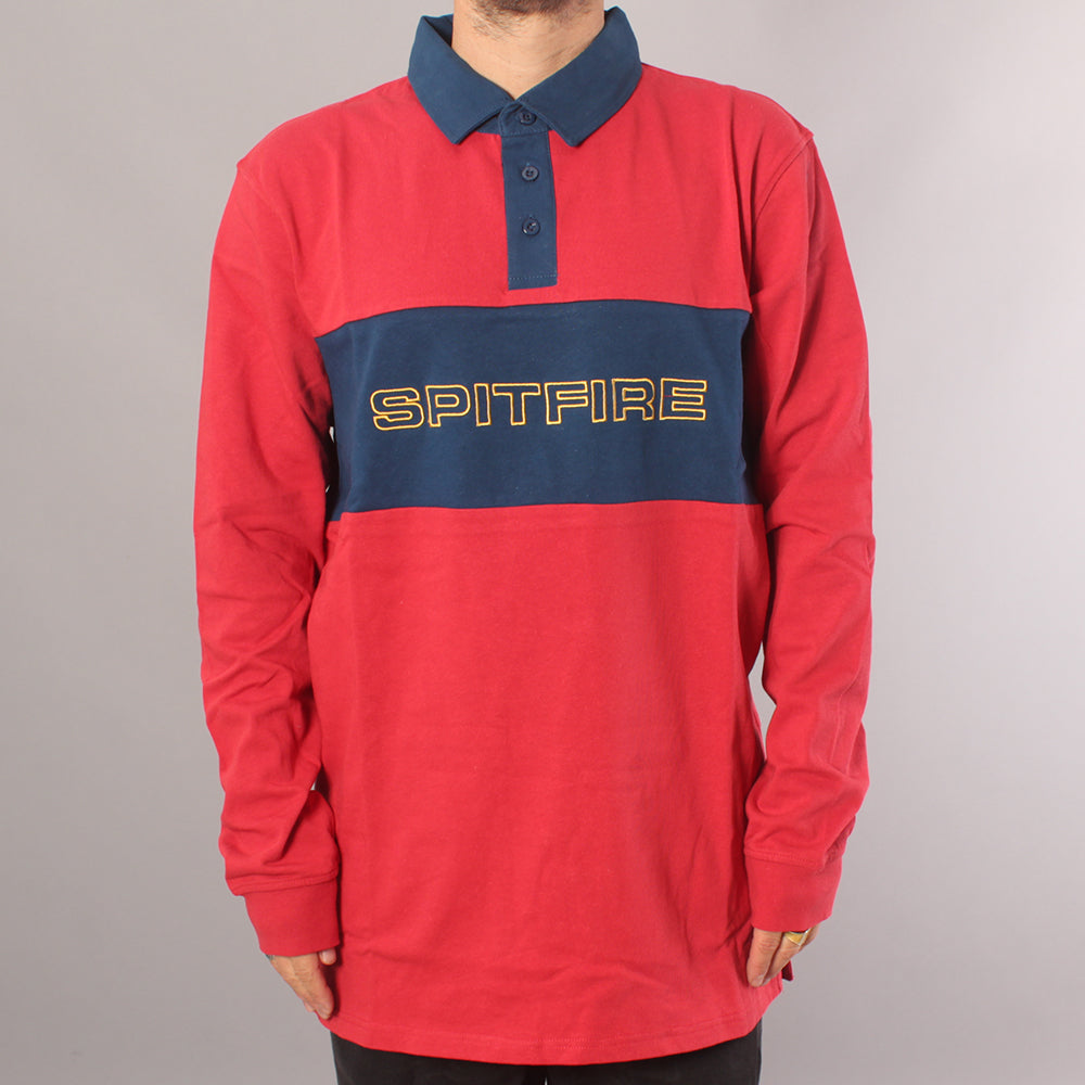 Spitfire Geary Rugby Polo Shirt - Red/Navy