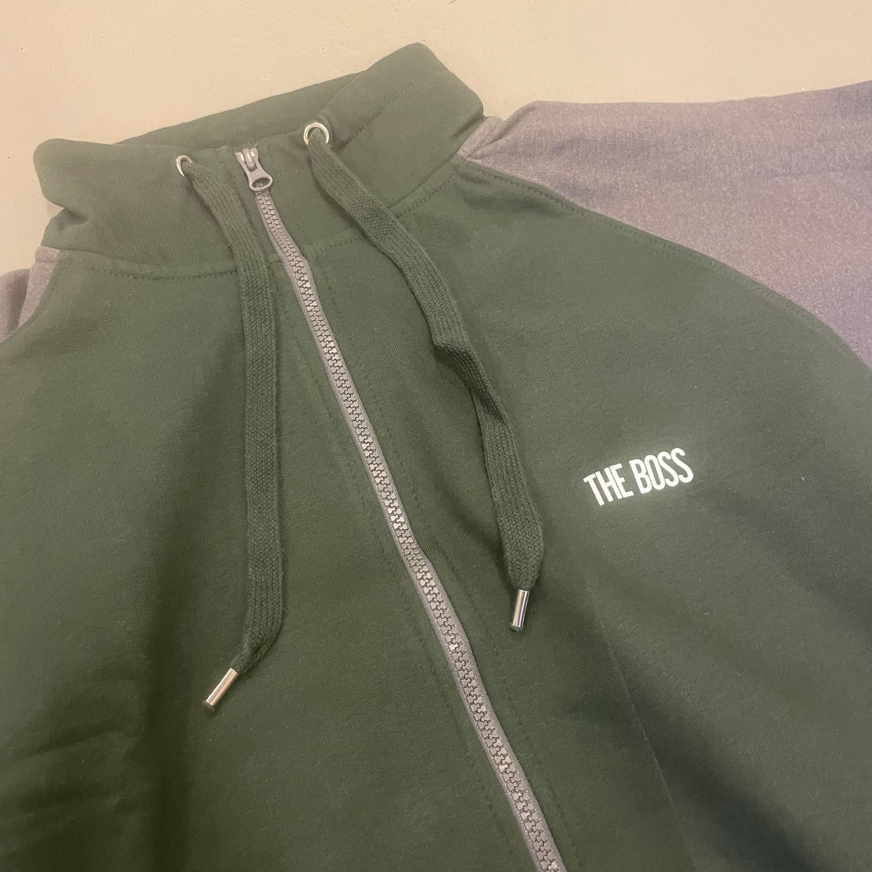 The Boss College Zip Sweater - Army/Ash