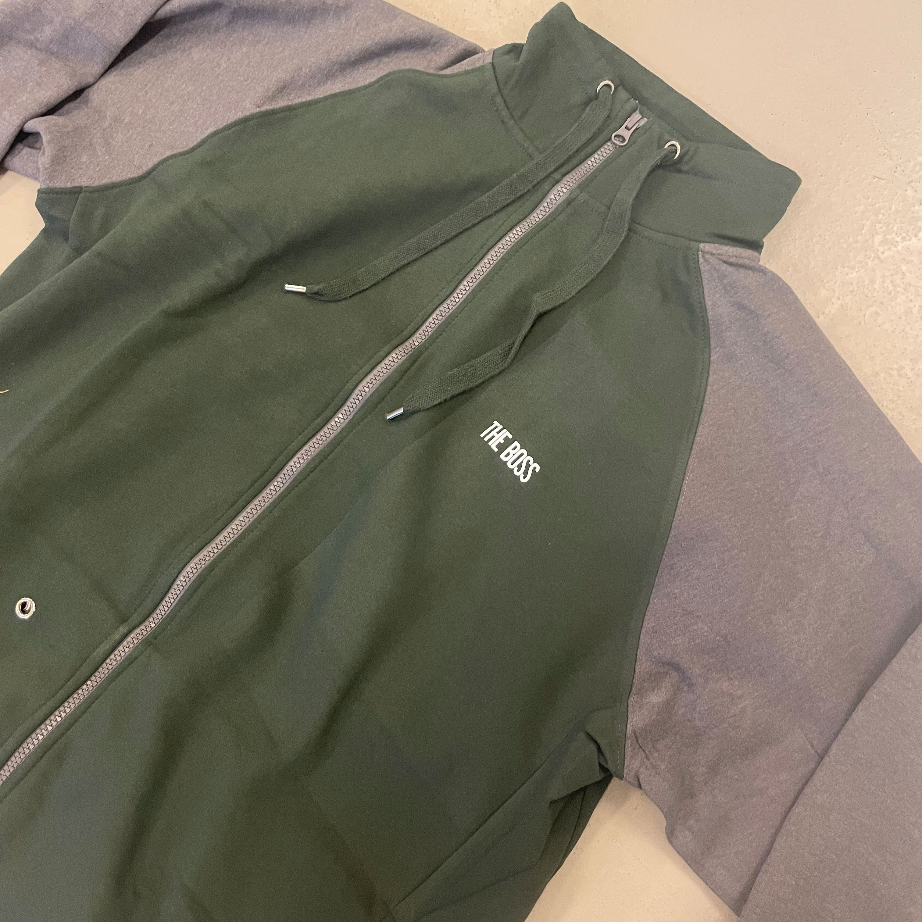 The Boss College Zip Sweater - Army/Ash