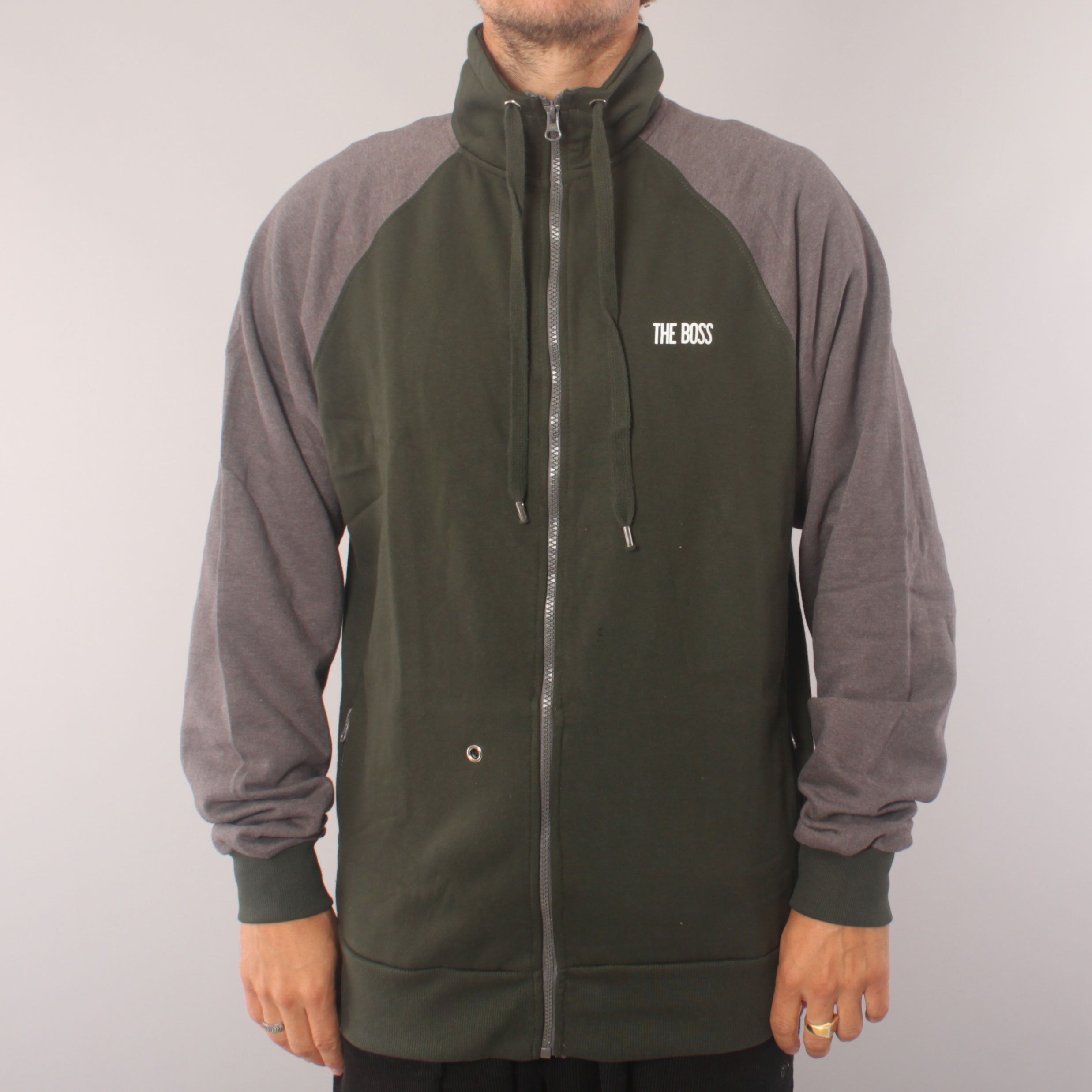 The Boss College Zip Sweater - Army/Ash