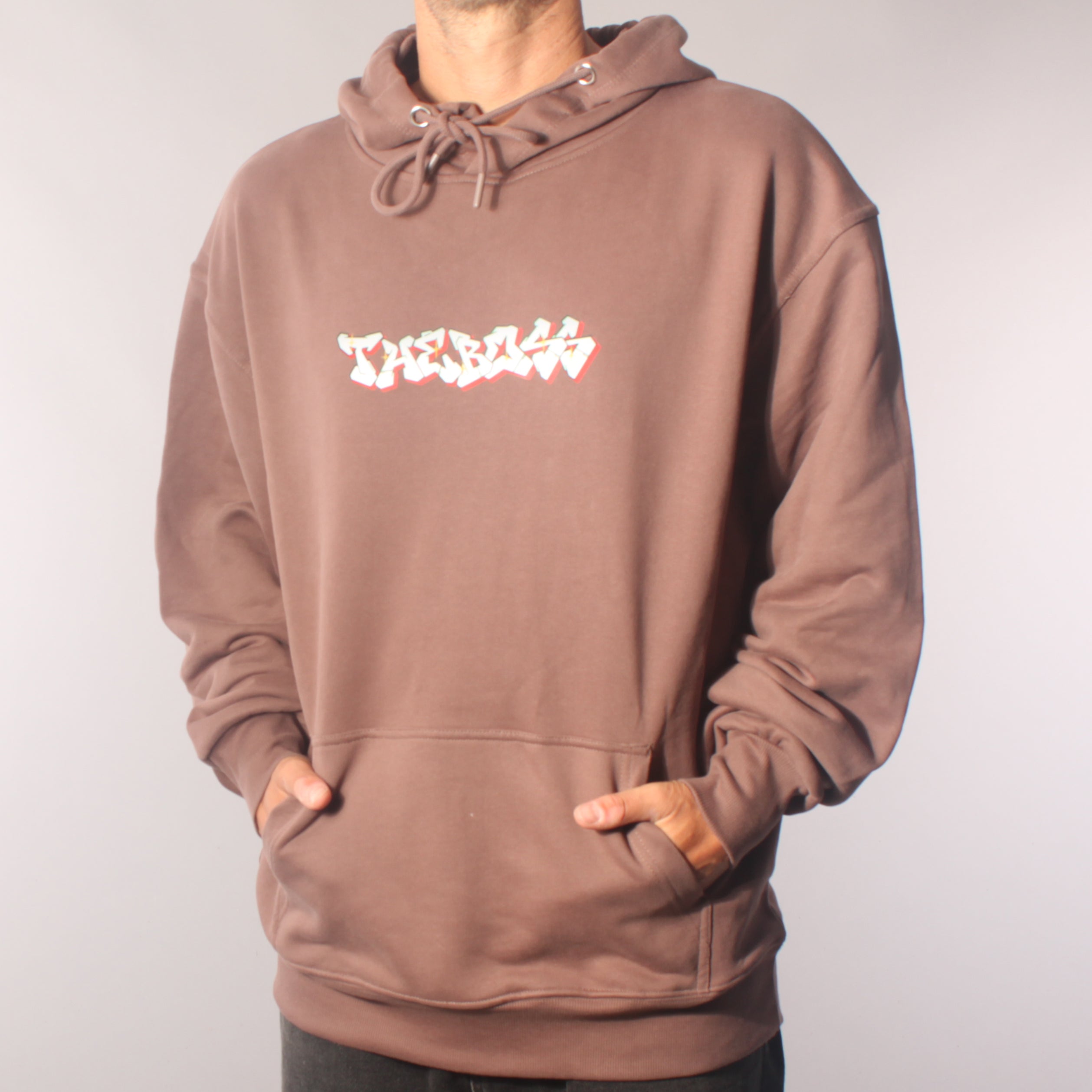 The Boss Letters Hoodie Sweatshirt - Brown