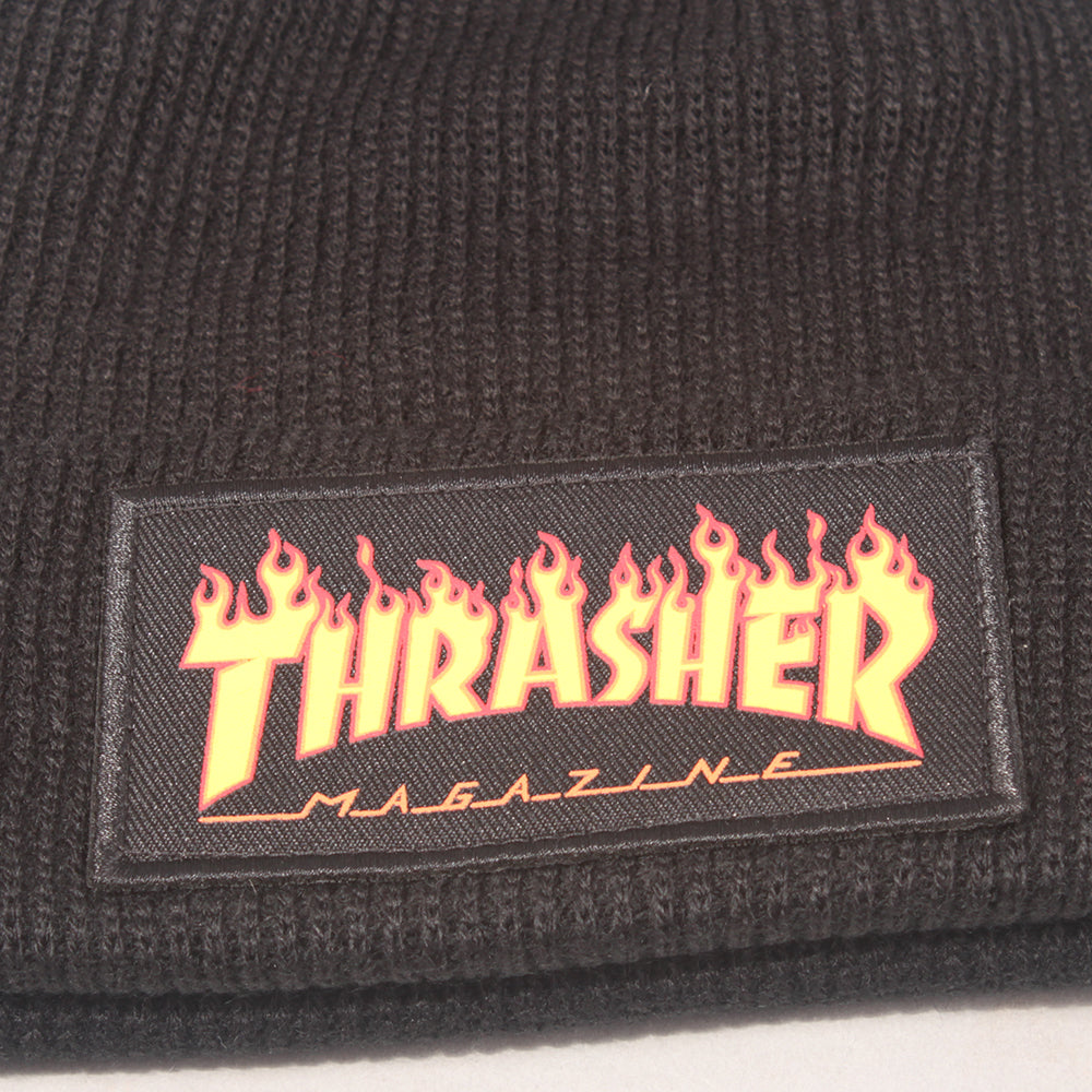 Thrasher Flame Patch Logo Beanie - Black