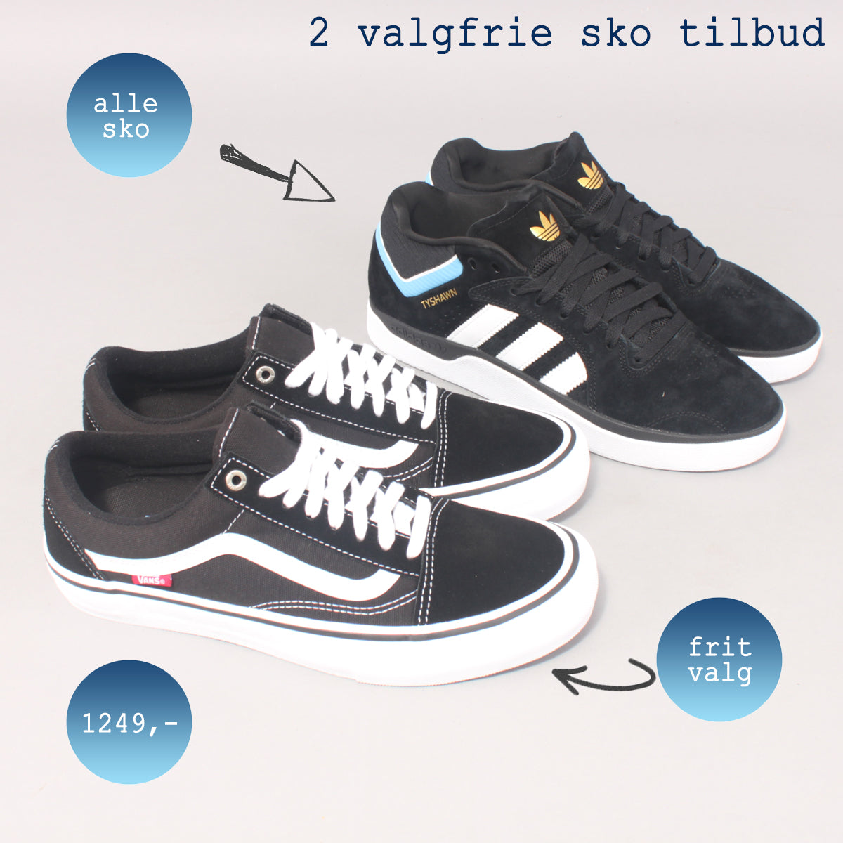 2 par valgfrie sko tilbud