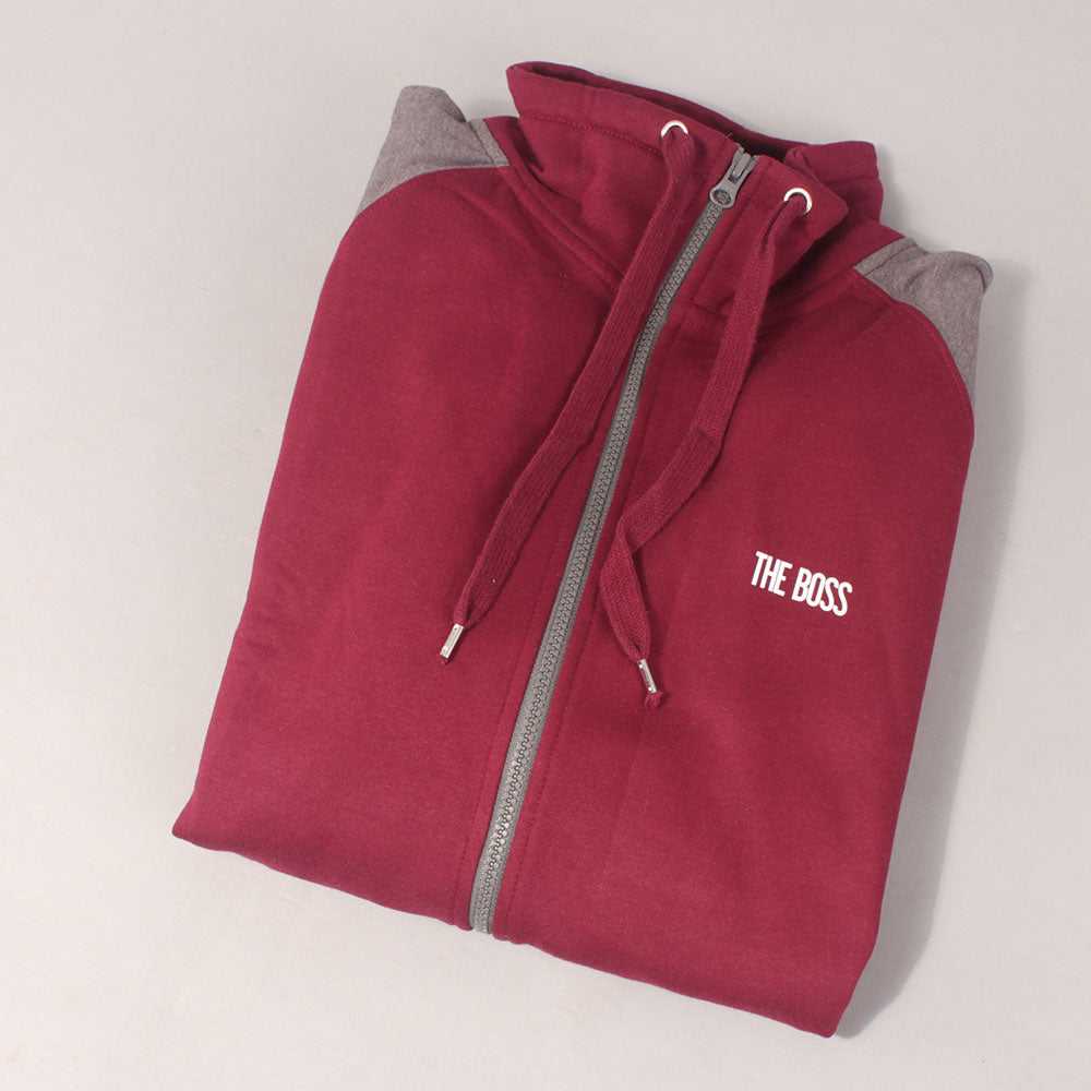The Boss College Zip Sweater - Burgundy/Ash