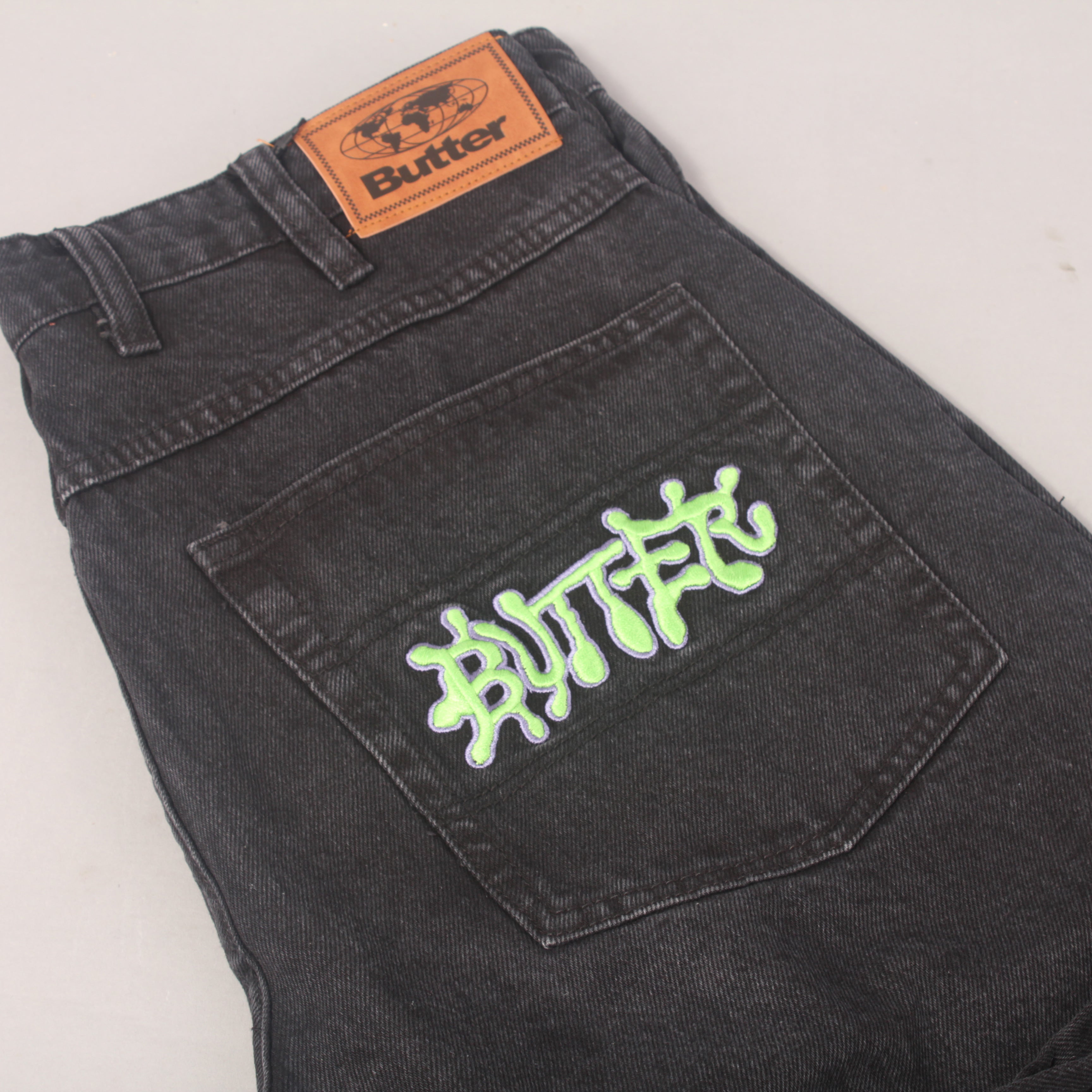 Butter Goods Ink Denim Shorts - Worn Black