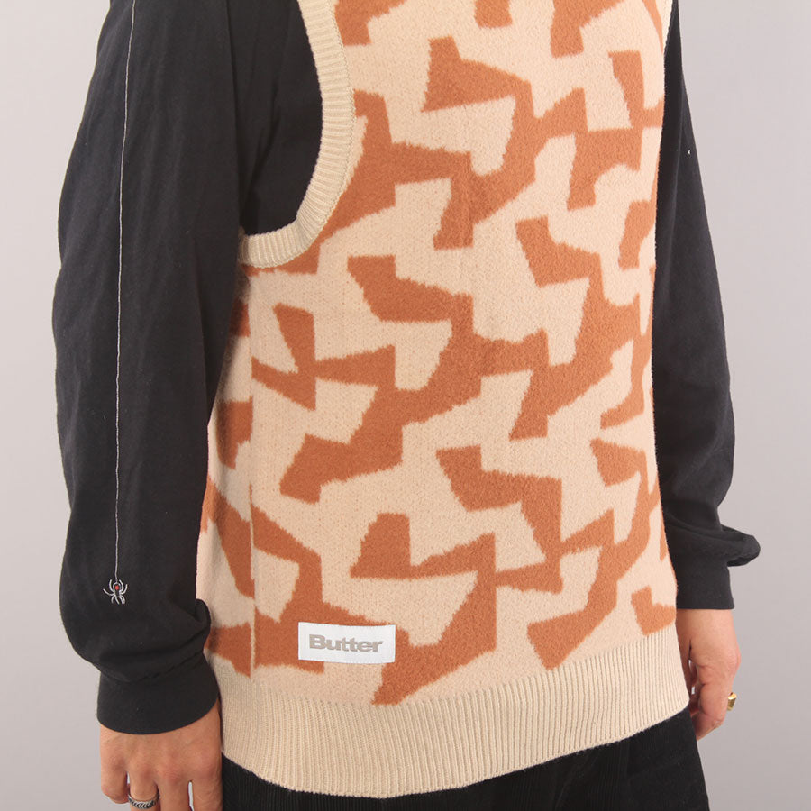 Butter Goods Mohair Knit Vest - Brown/Tan