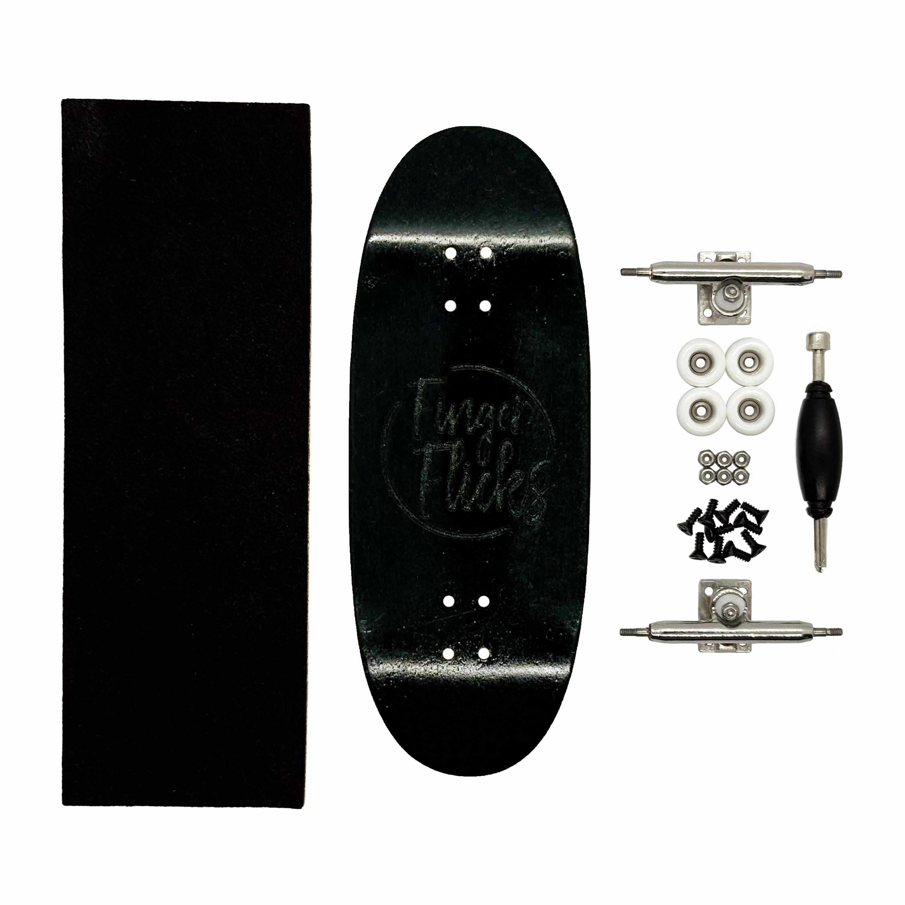 FingerFlicks Complete Egg Shape Fingerboard - Black Wood