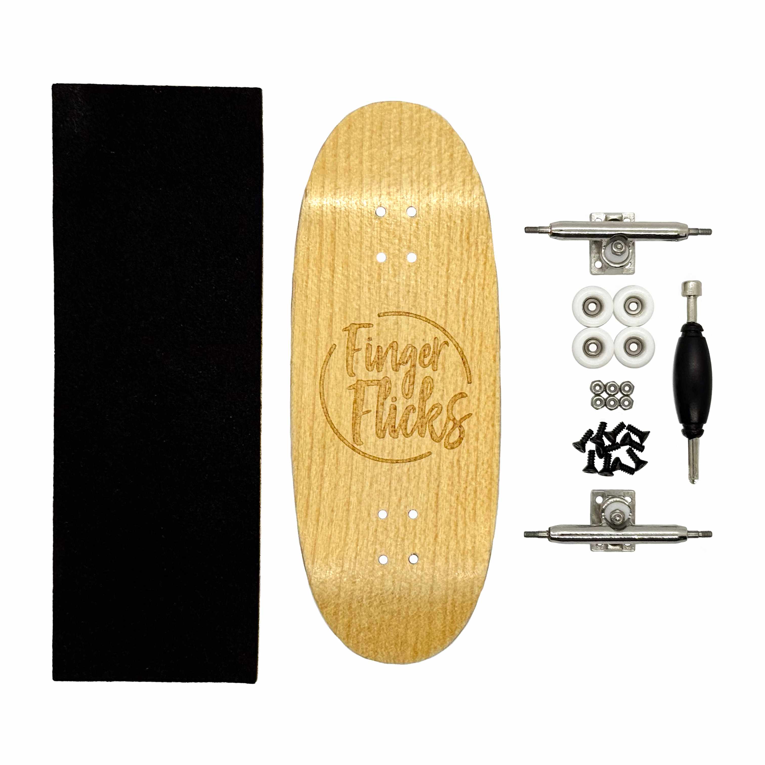 FingerFlicks Complete Egg Shape Fingerboard - Light Wood