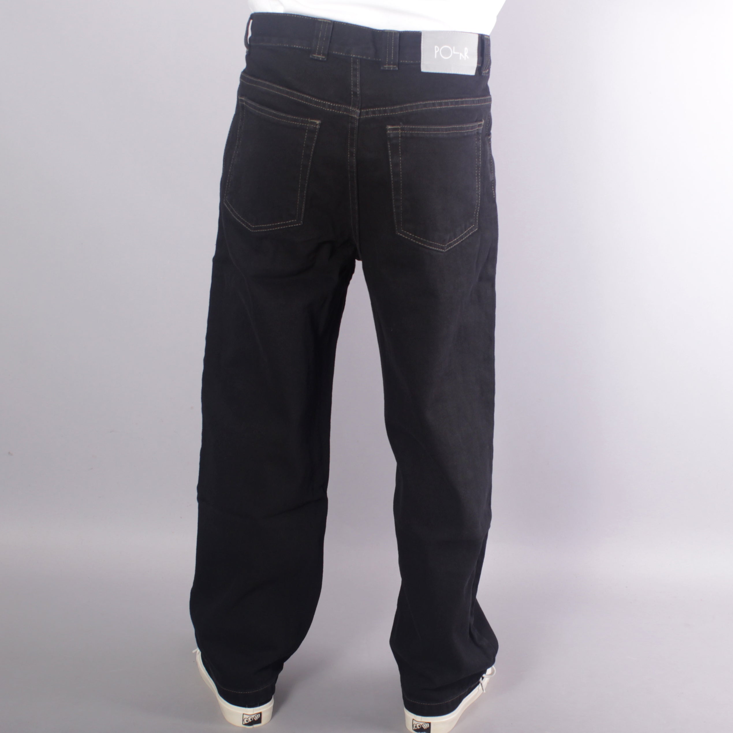 Polar 93's Denim Jeans Contrast Stitching - Black / Dark Olive
