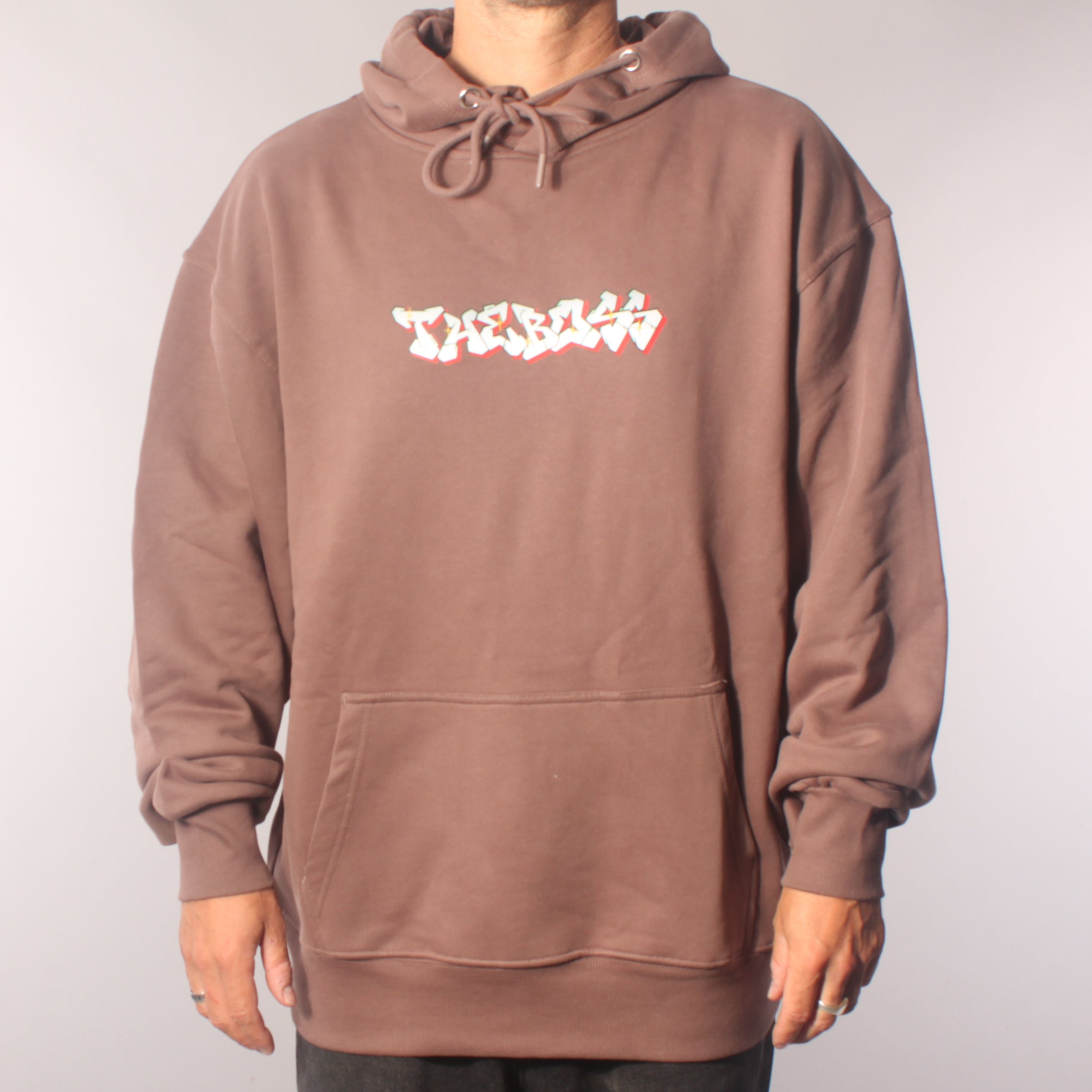 The Boss Letters Hoodie Sweatshirt - Brown