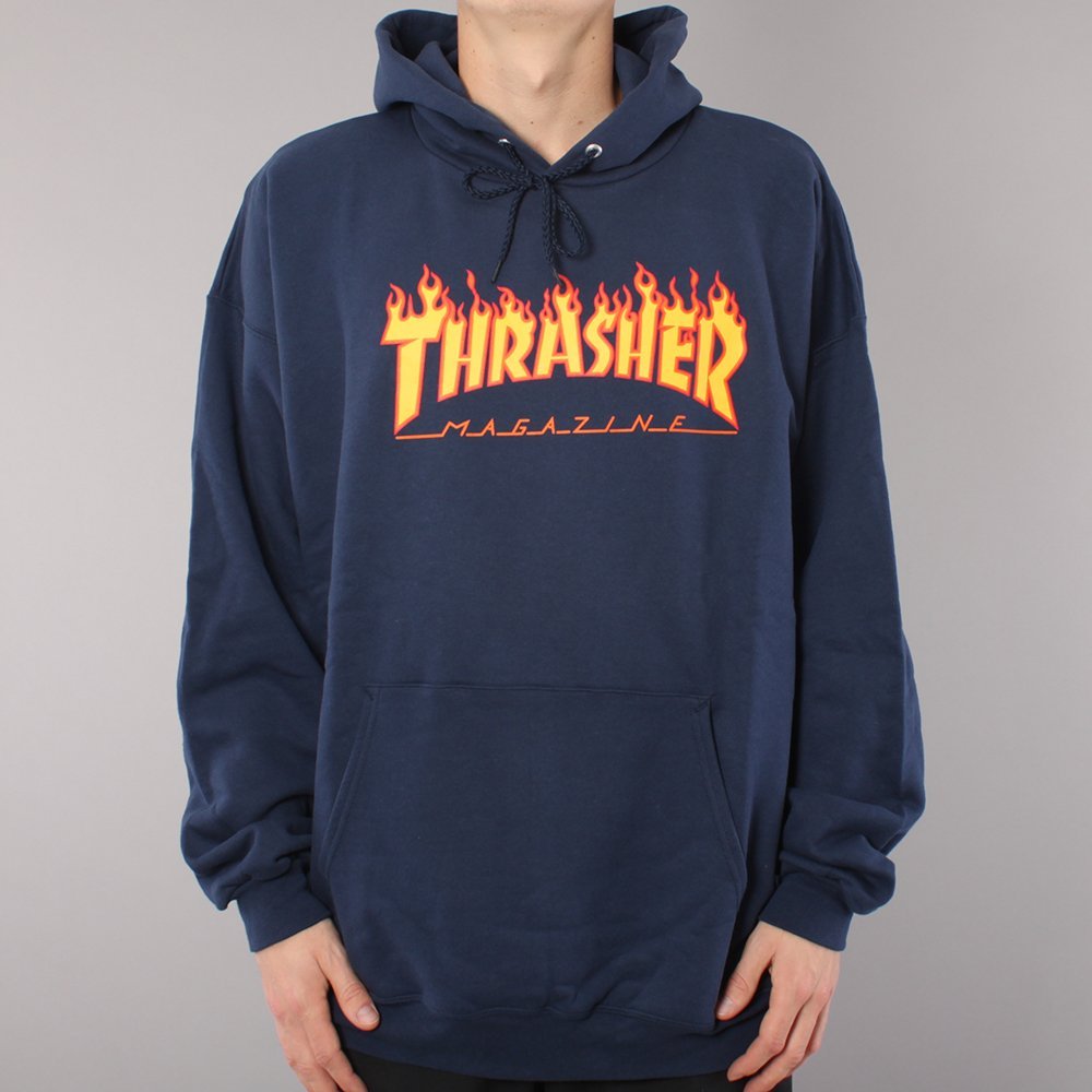 Thrasher Flame Logo Hood - Navy