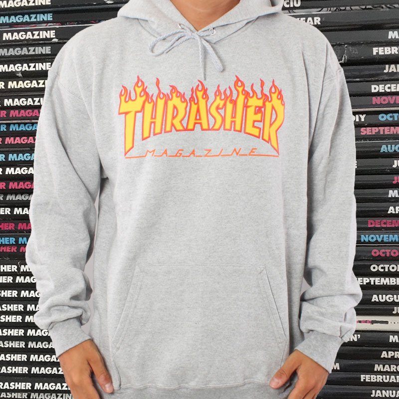 Thrasher Flame Logo Hoodie - Grey