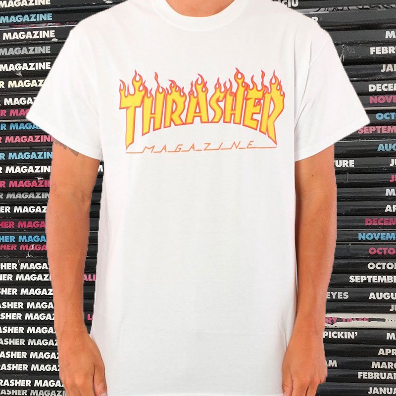 Thrasher Flame Logo T-shirt - White