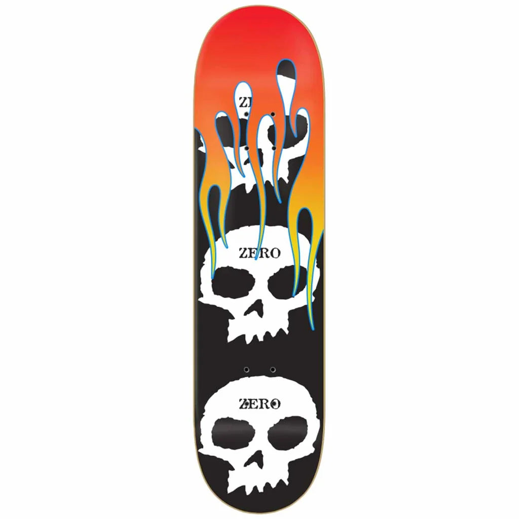 Zero 3 Skull With Flames Skateboard Deck